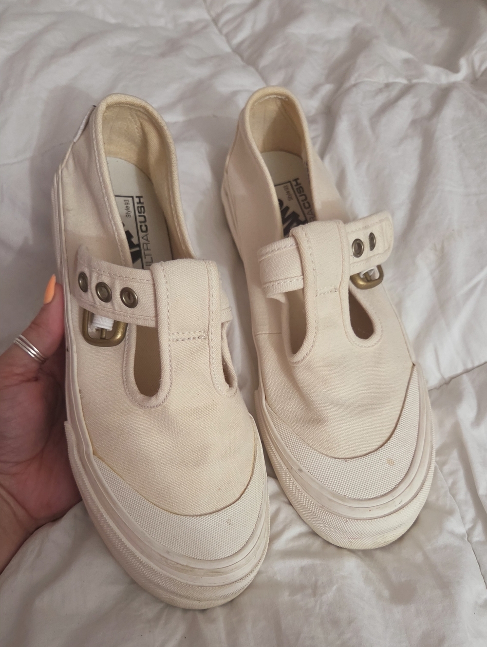 Cream Canvas Mary Jane Sneakers